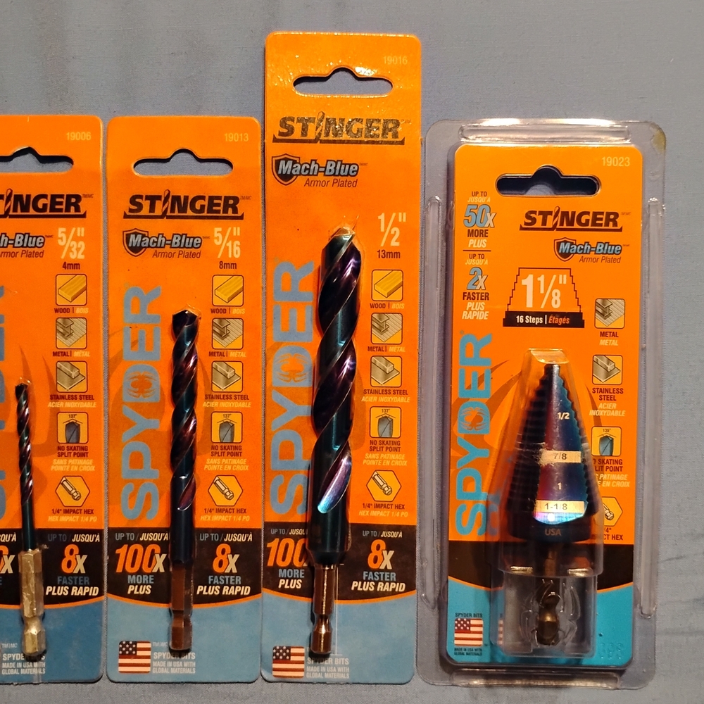 Spyder Stinger Mach-Blue Drill Bit Set - Orange and Blue